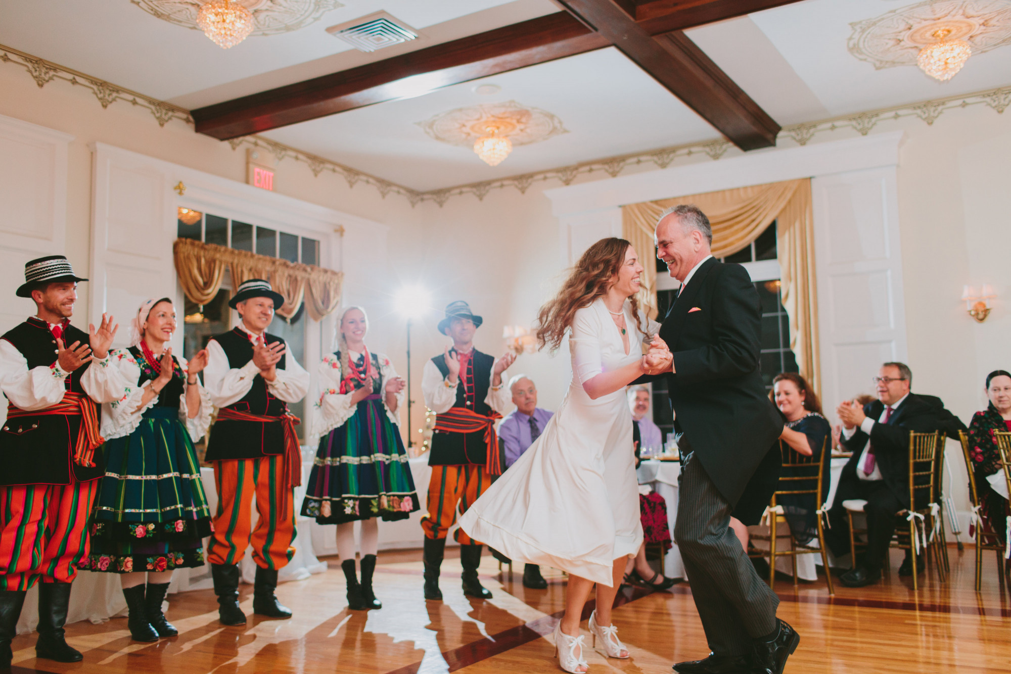 The bride and her dad dancing polish music. 
